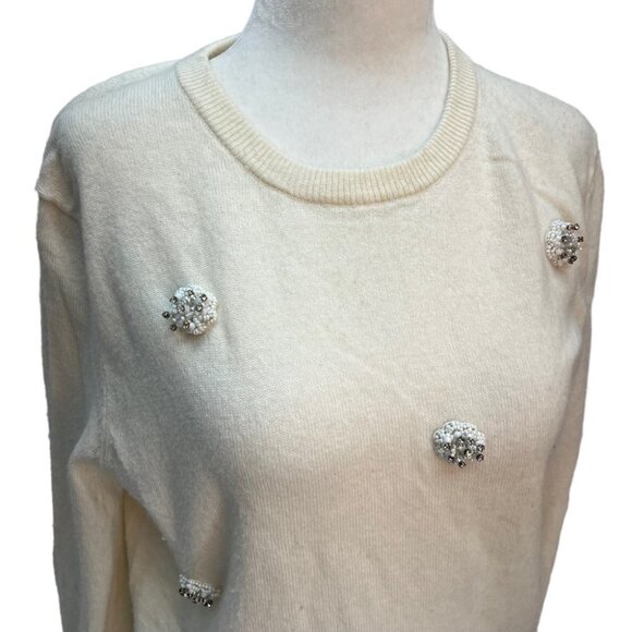RAOUL Ivory Embellished Merino Wool Bend Sweater Size S - Picture 4 of 10